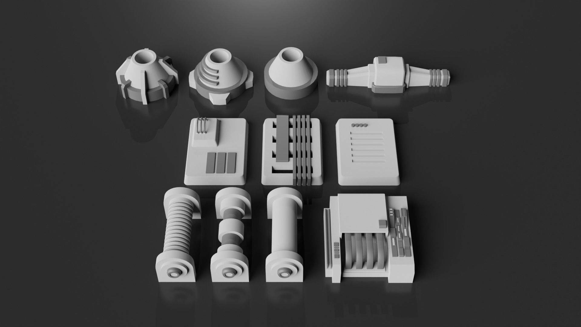 Low-Poly Greebles Pack Low-poly 3D model_7