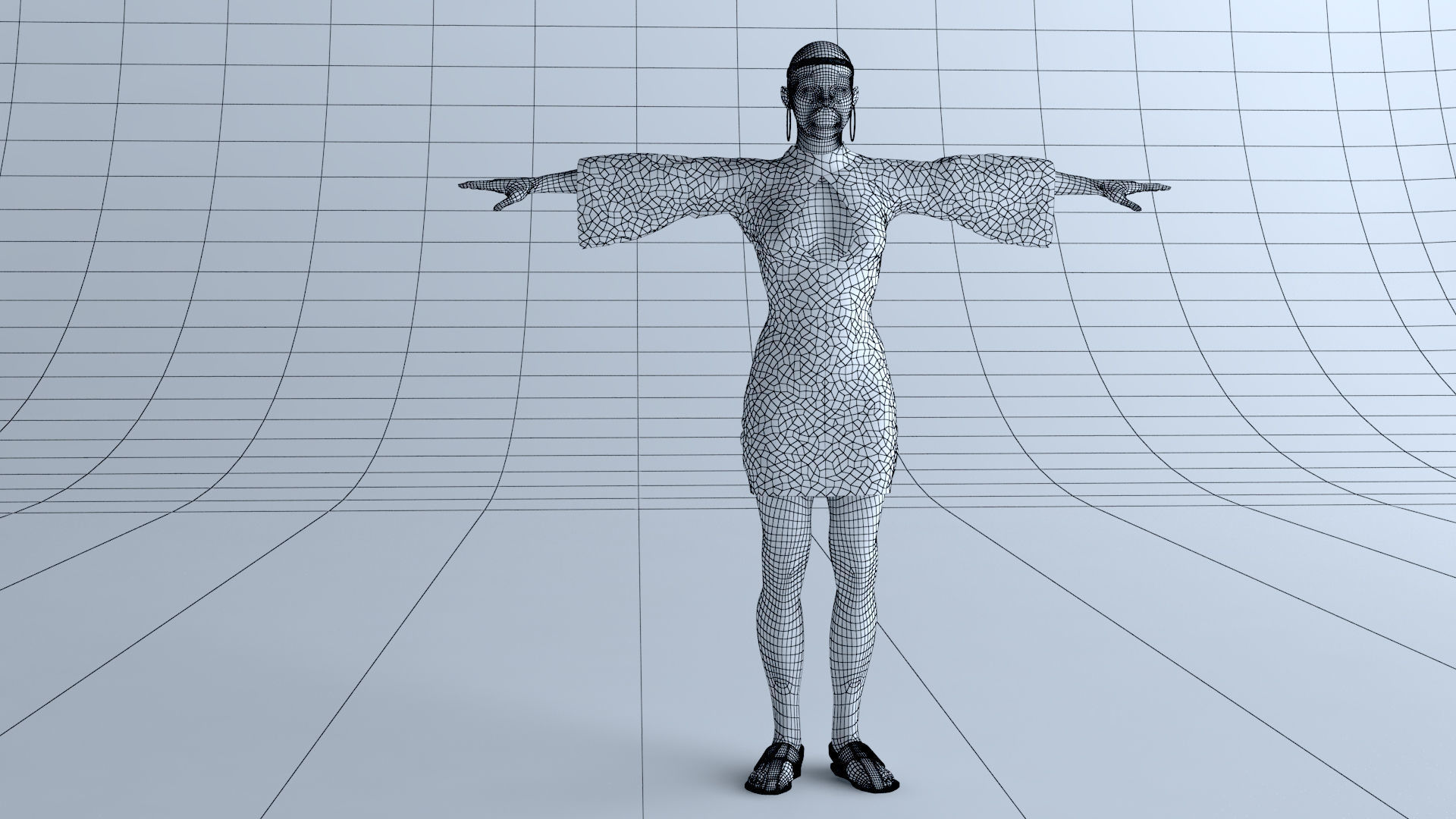 ZBrush African Female 01 Low-poly 3D model_18