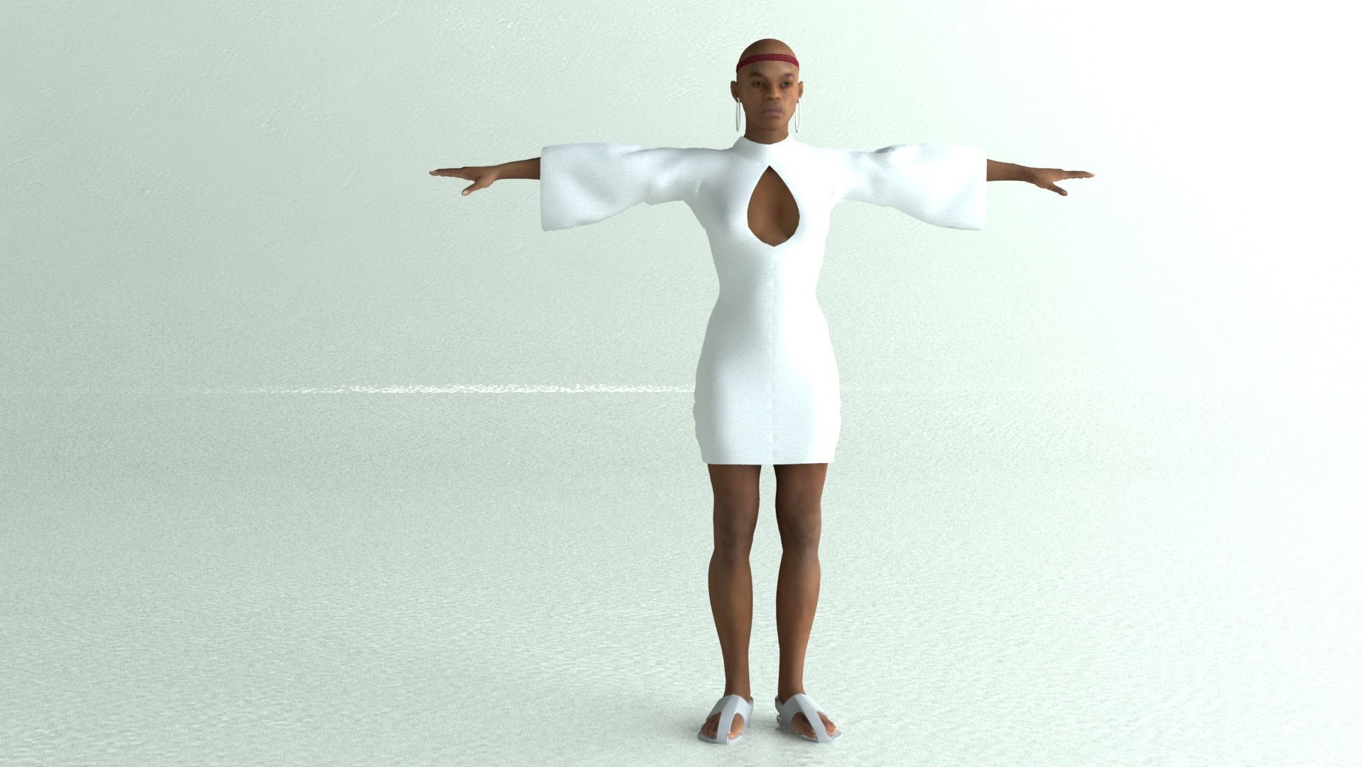 ZBrush African Female 01 Low-poly 3D model_8