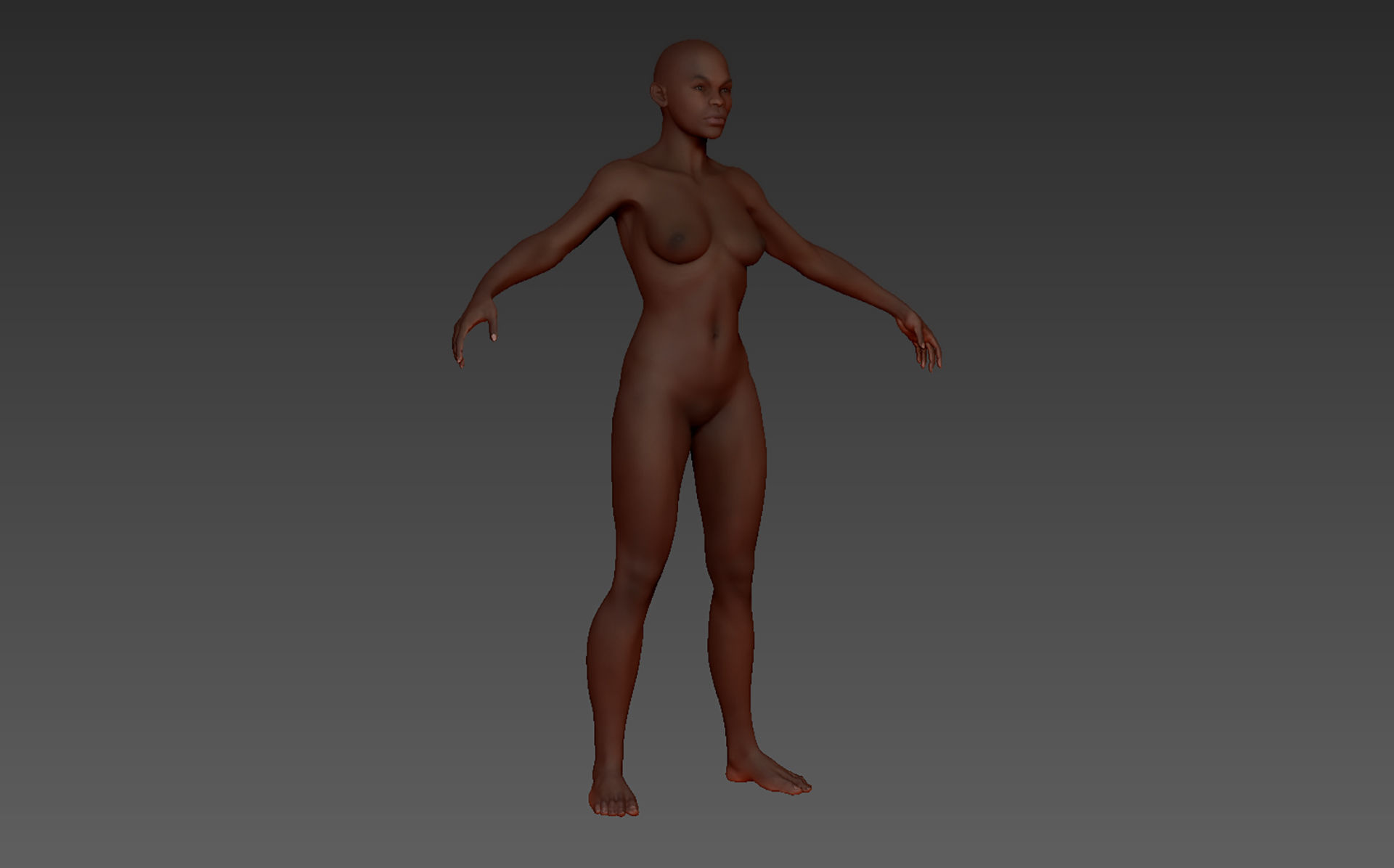 ZBrush African Female 01 Low-poly 3D model_5