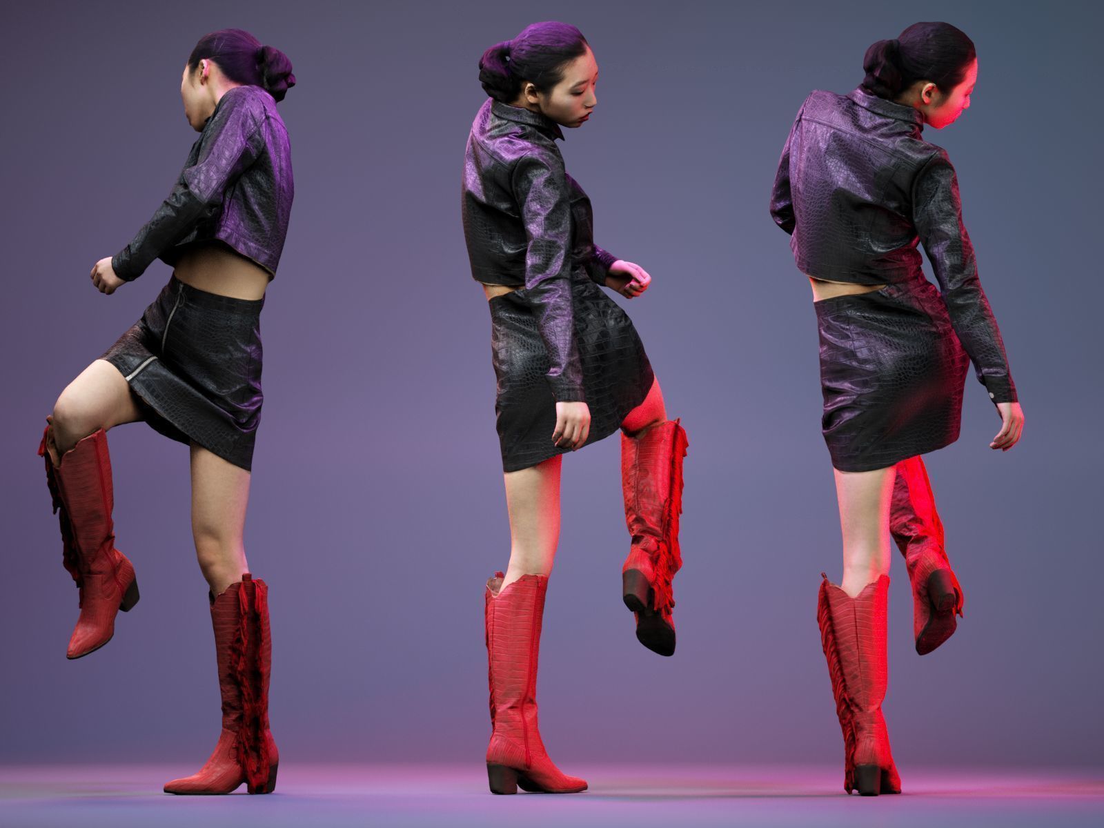 Black Crock Asian Model Low-poly 3D model_3