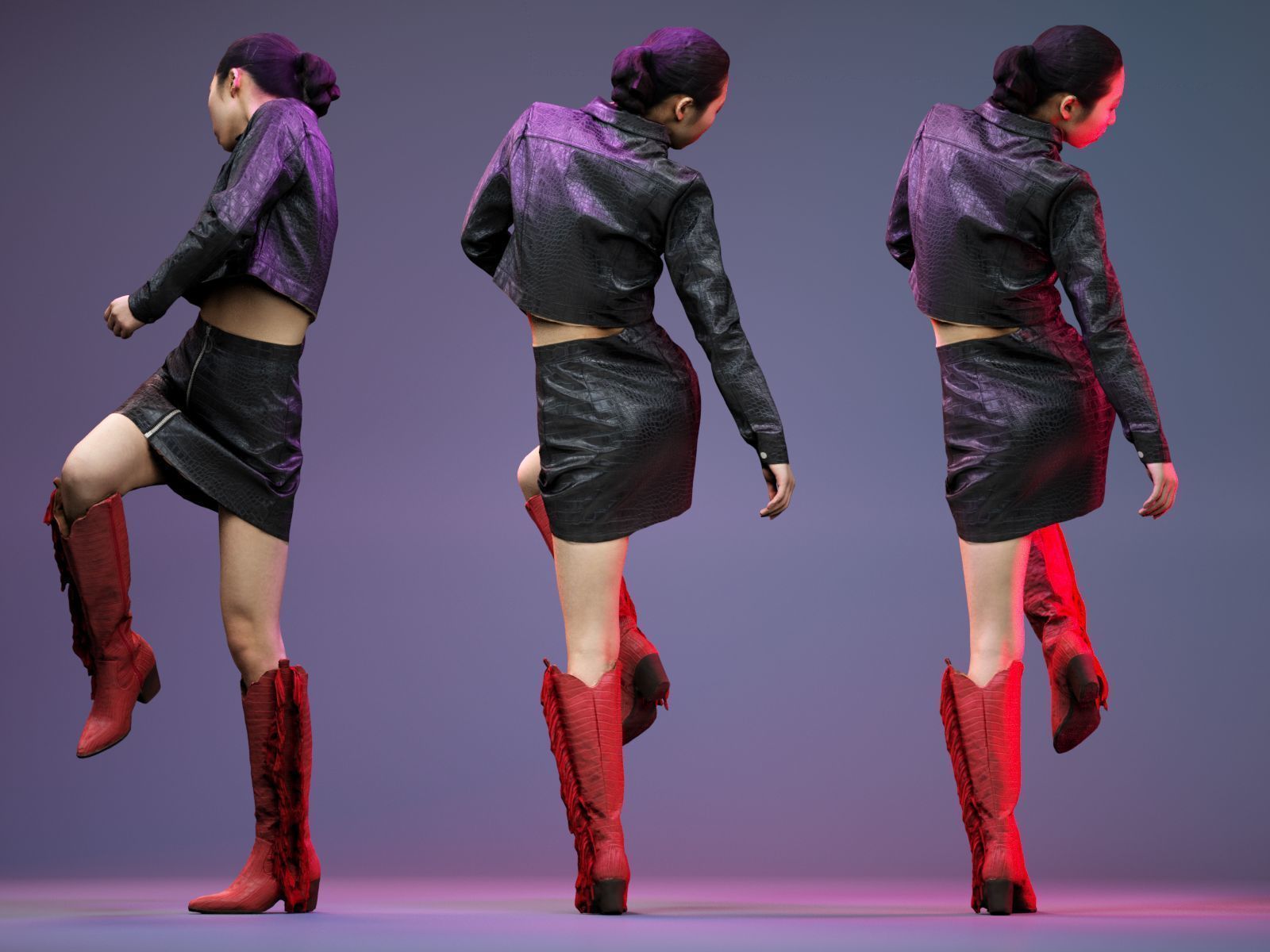 Black Crock Asian Model Low-poly 3D model_5