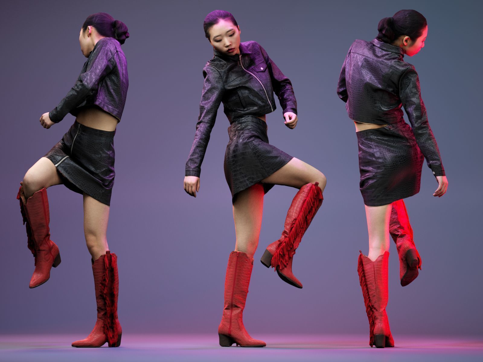 Black Crock Asian Model Low-poly 3D model_1