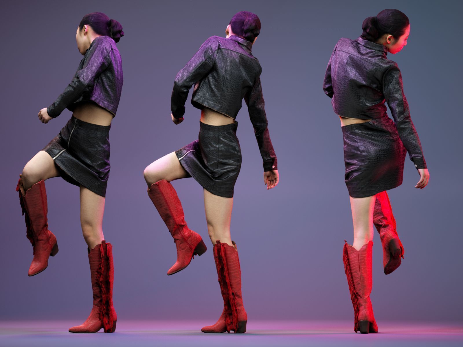 Black Crock Asian Model Low-poly 3D model_7