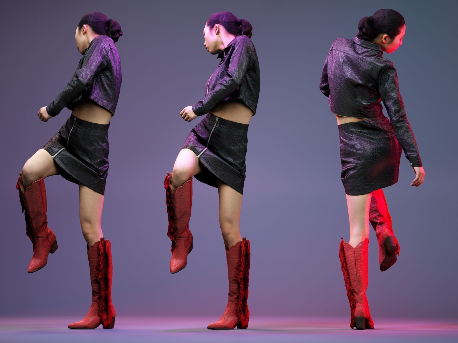 Black Crock Asian Model Low-poly 3D model_9