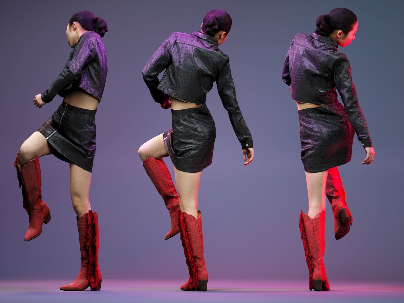 Black Crock Asian Model Low-poly 3D model_6