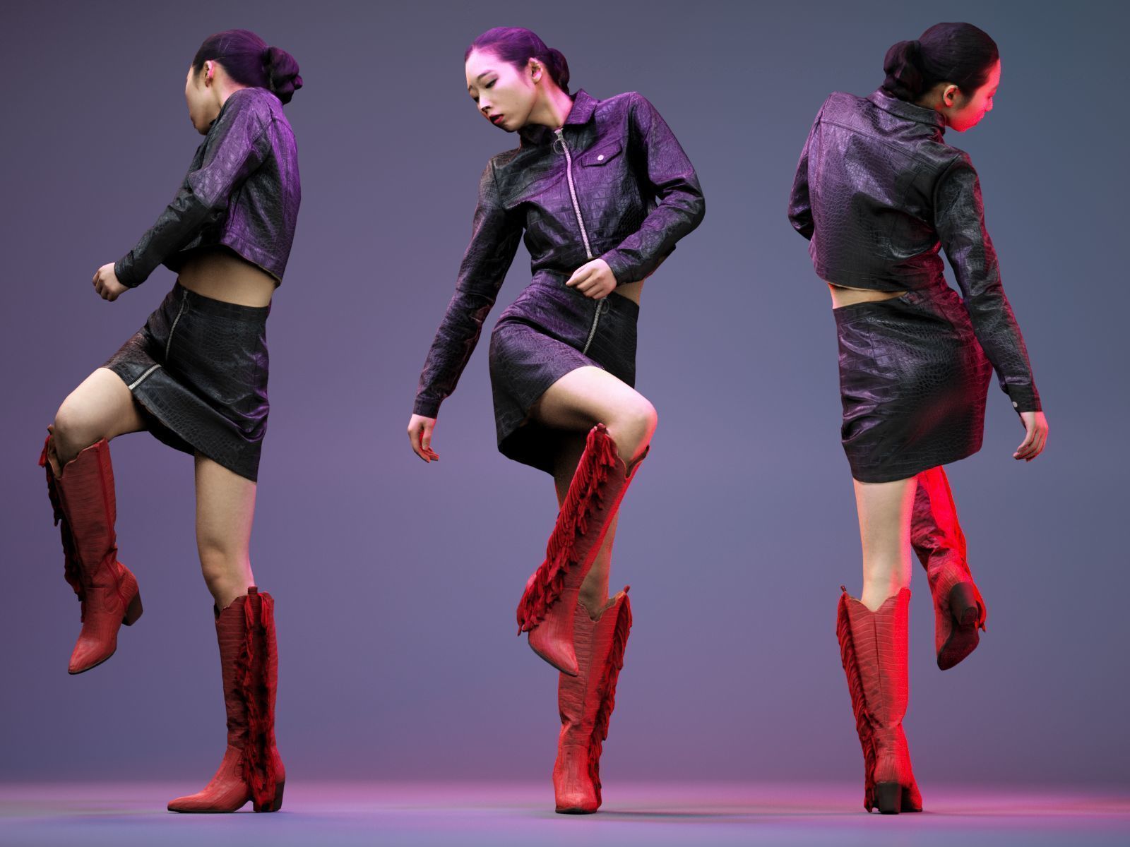 Black Crock Asian Model Low-poly 3D model_11