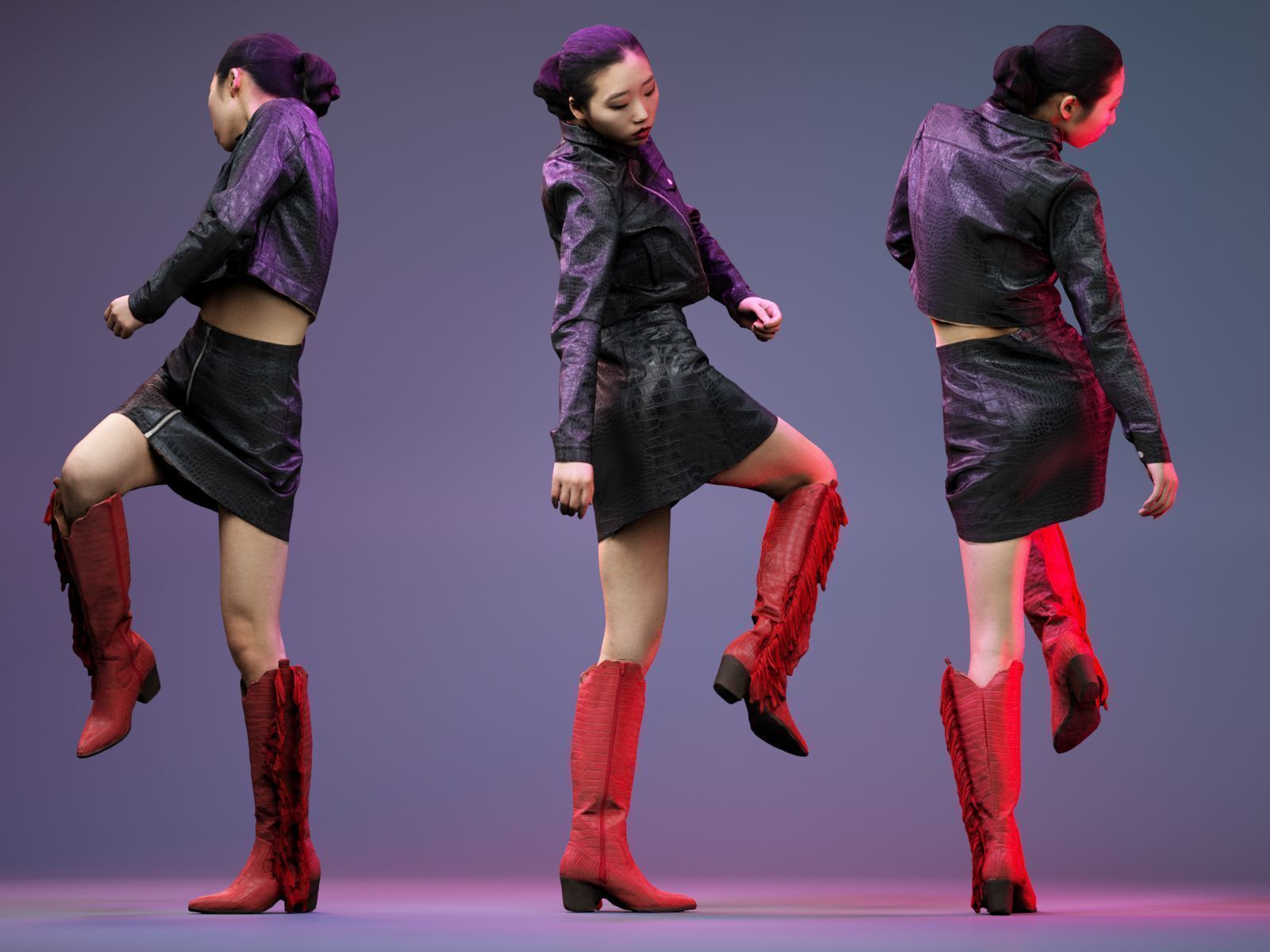 Black Crock Asian Model Low-poly 3D model_2