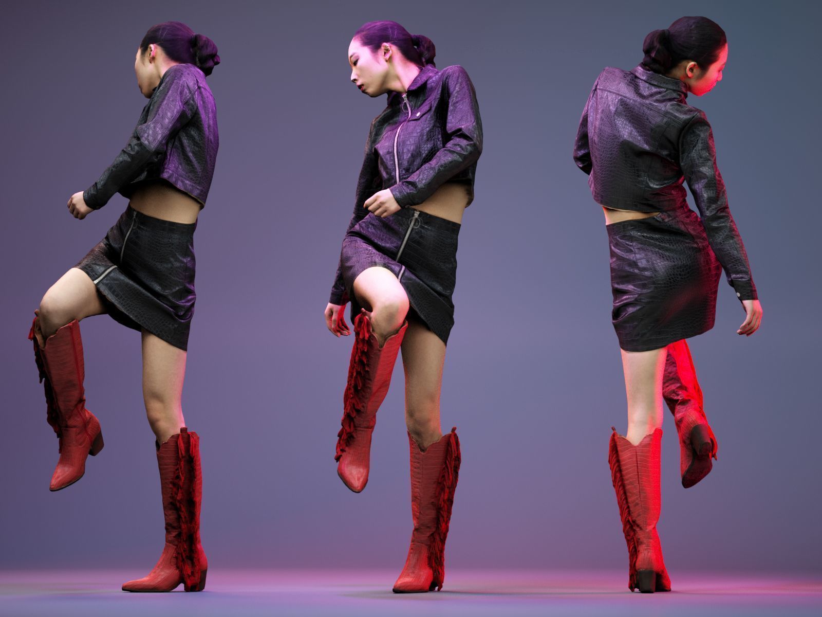 Black Crock Asian Model Low-poly 3D model_10