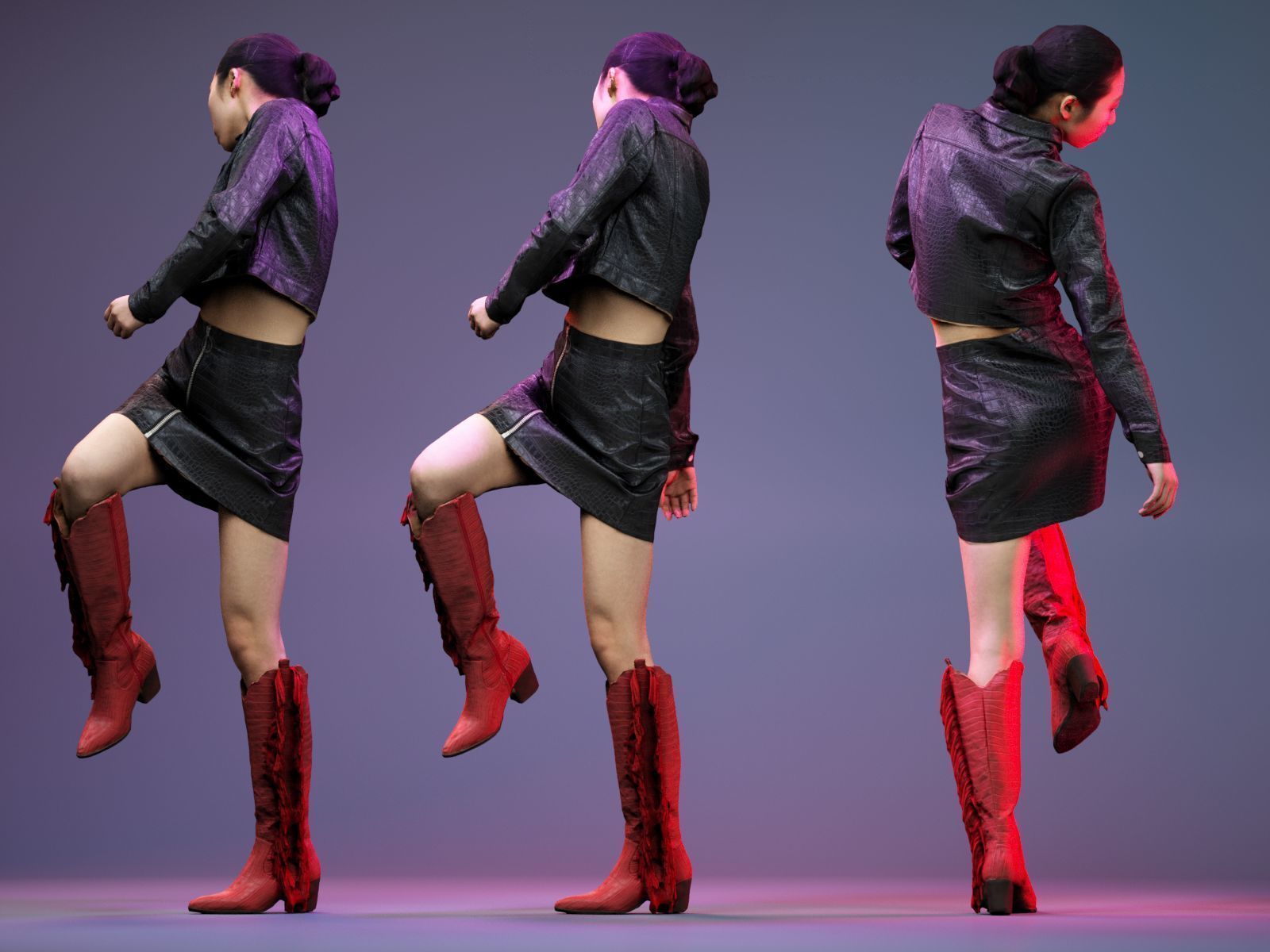 Black Crock Asian Model Low-poly 3D model_8