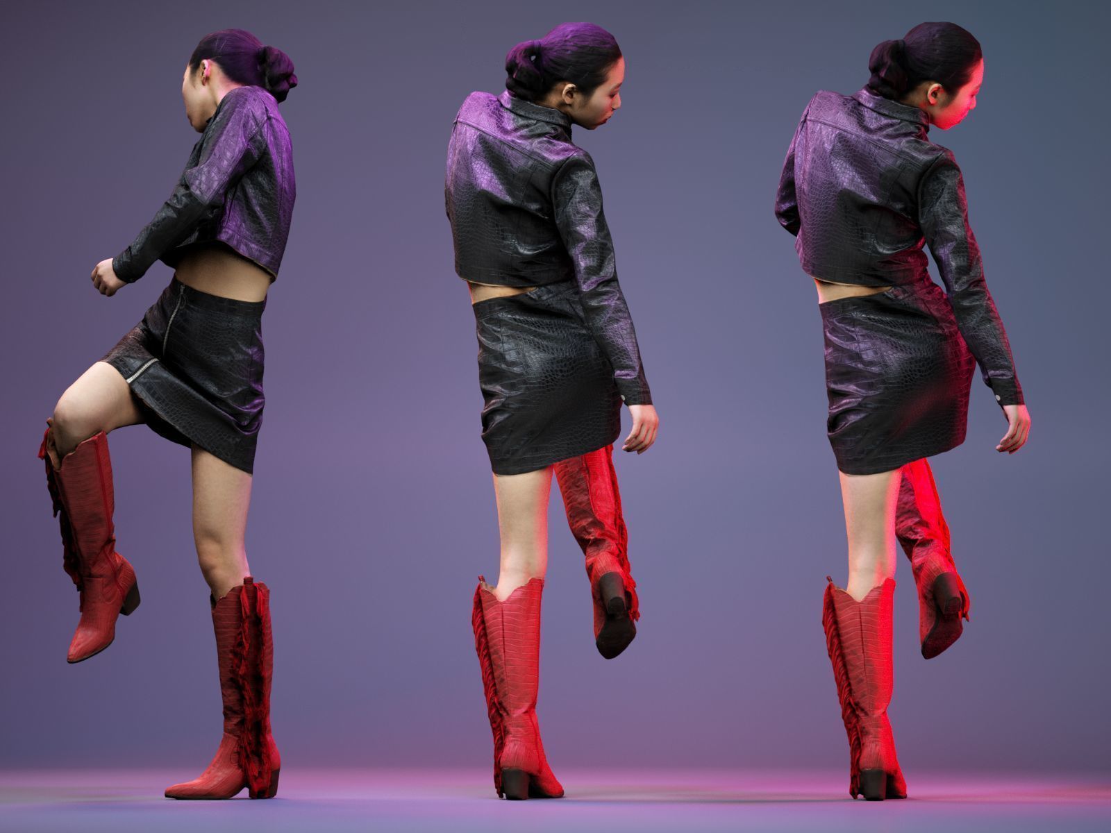 Black Crock Asian Model Low-poly 3D model_4