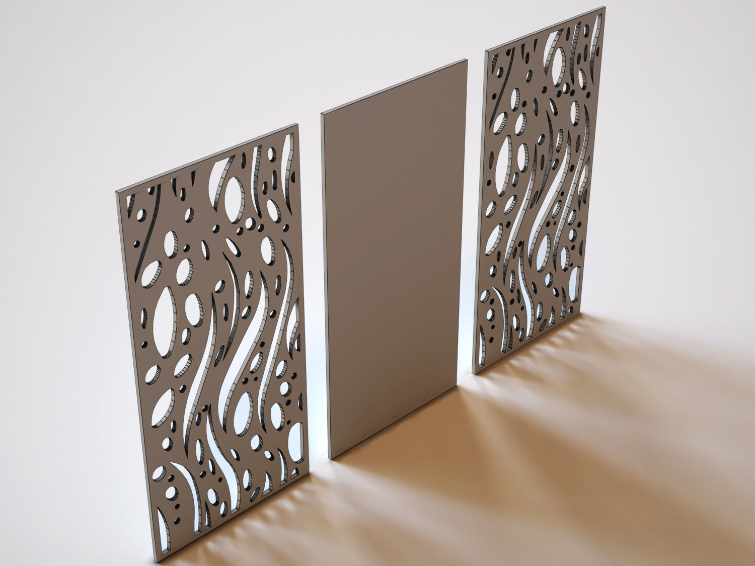 Partition three wooden panels 3D model_2