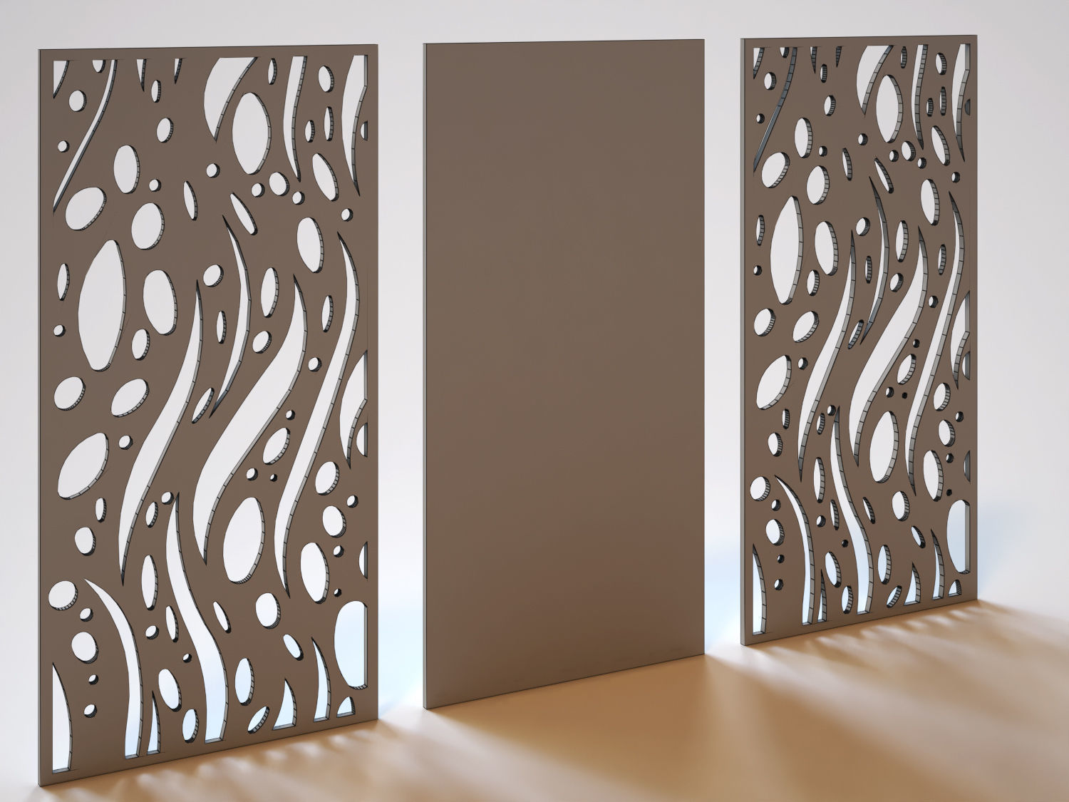 Partition three wooden panels 3D model_3