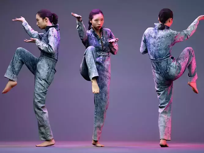 Tai Chi Girl in Jeans Salopet