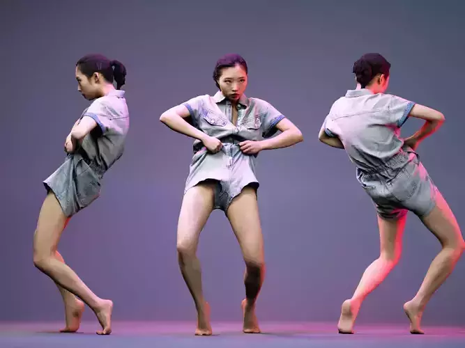 Girl Pulling Up Jeans Romper