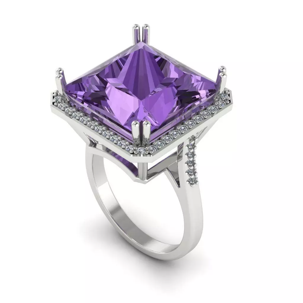 4 A ring amethyst and diamond 3D print model_0