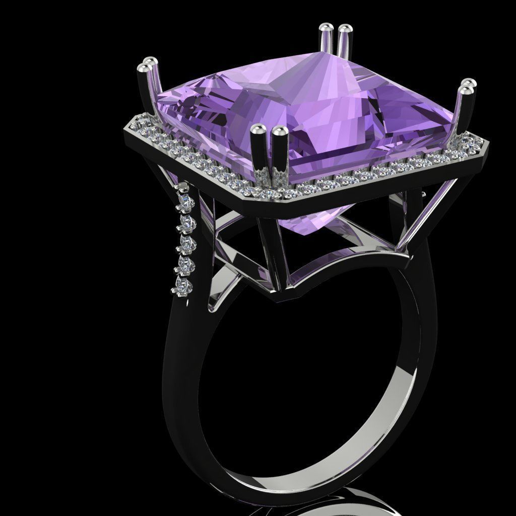 4 A ring amethyst and diamond 3D print model_6