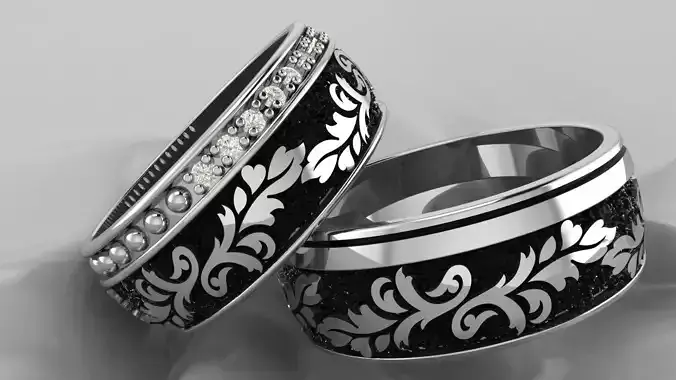 Marriage set wedding ring with diamonds