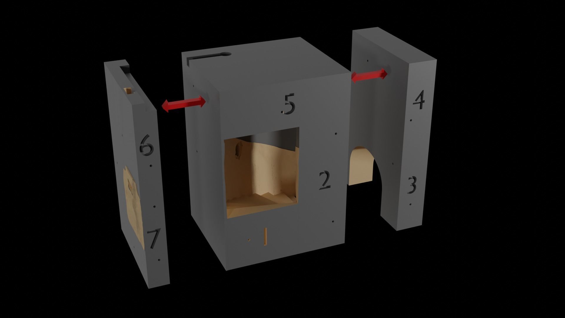 Jabbas Throne Room - Set 4 - Side entrance 1-6 scale Hottoys 3D print model_35