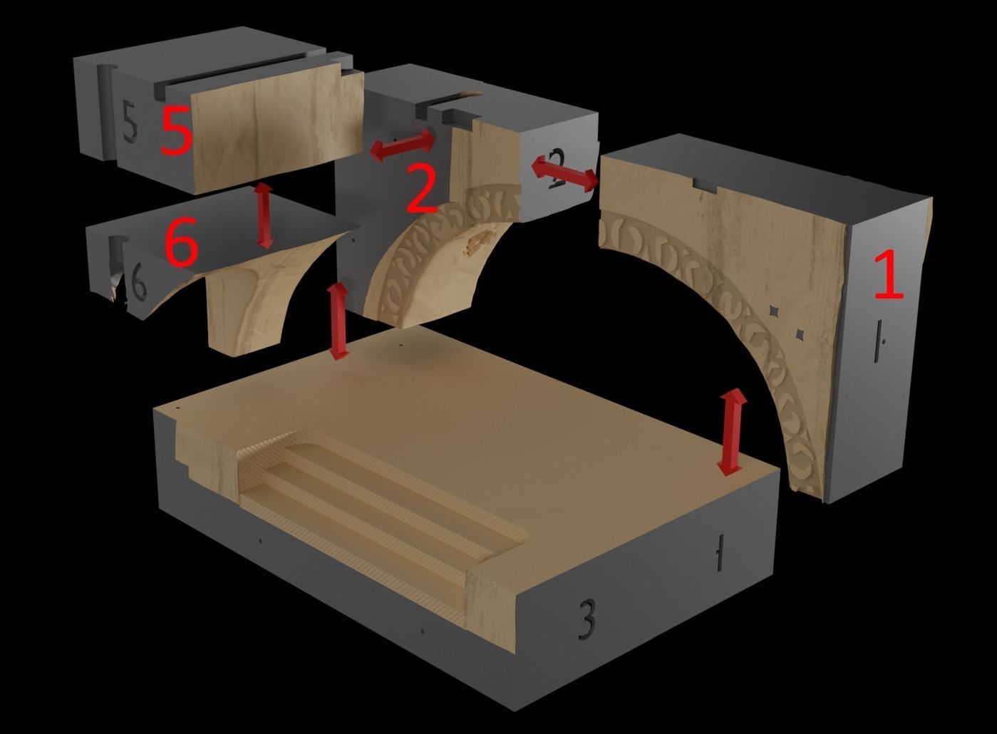 Jabbas Throne Room - Set 4 - Side entrance 1-6 scale Hottoys 3D print model_25