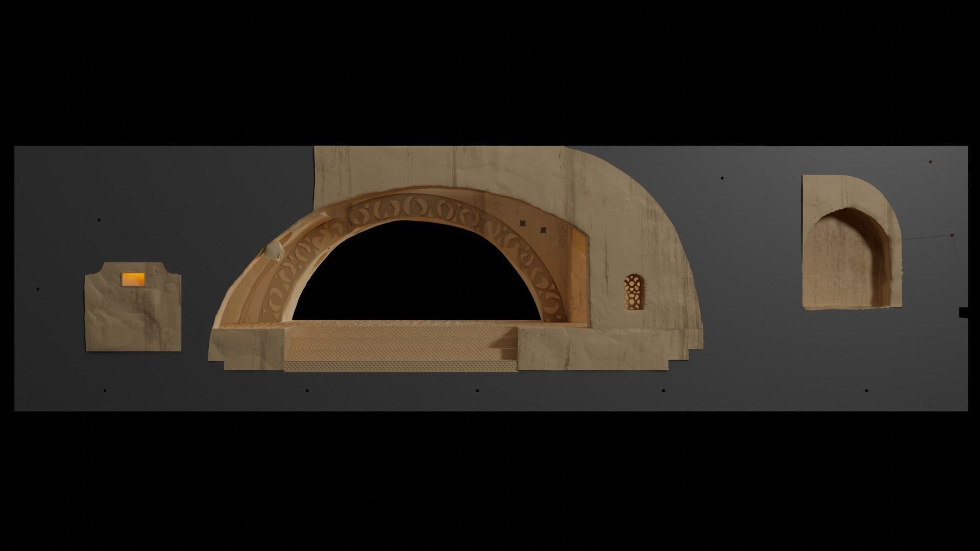 Jabbas Throne Room - Set 4 - Side entrance 1-6 scale Hottoys 3D print model_2