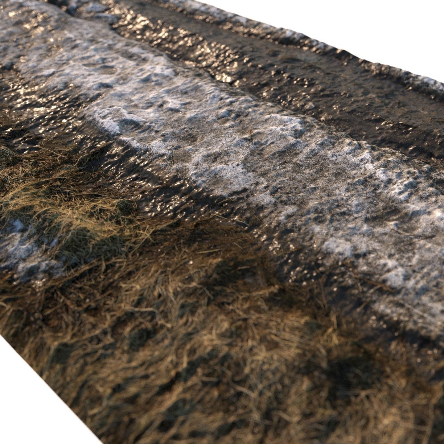 Dirt spring road material with snow 01 Low-poly 3D model_3