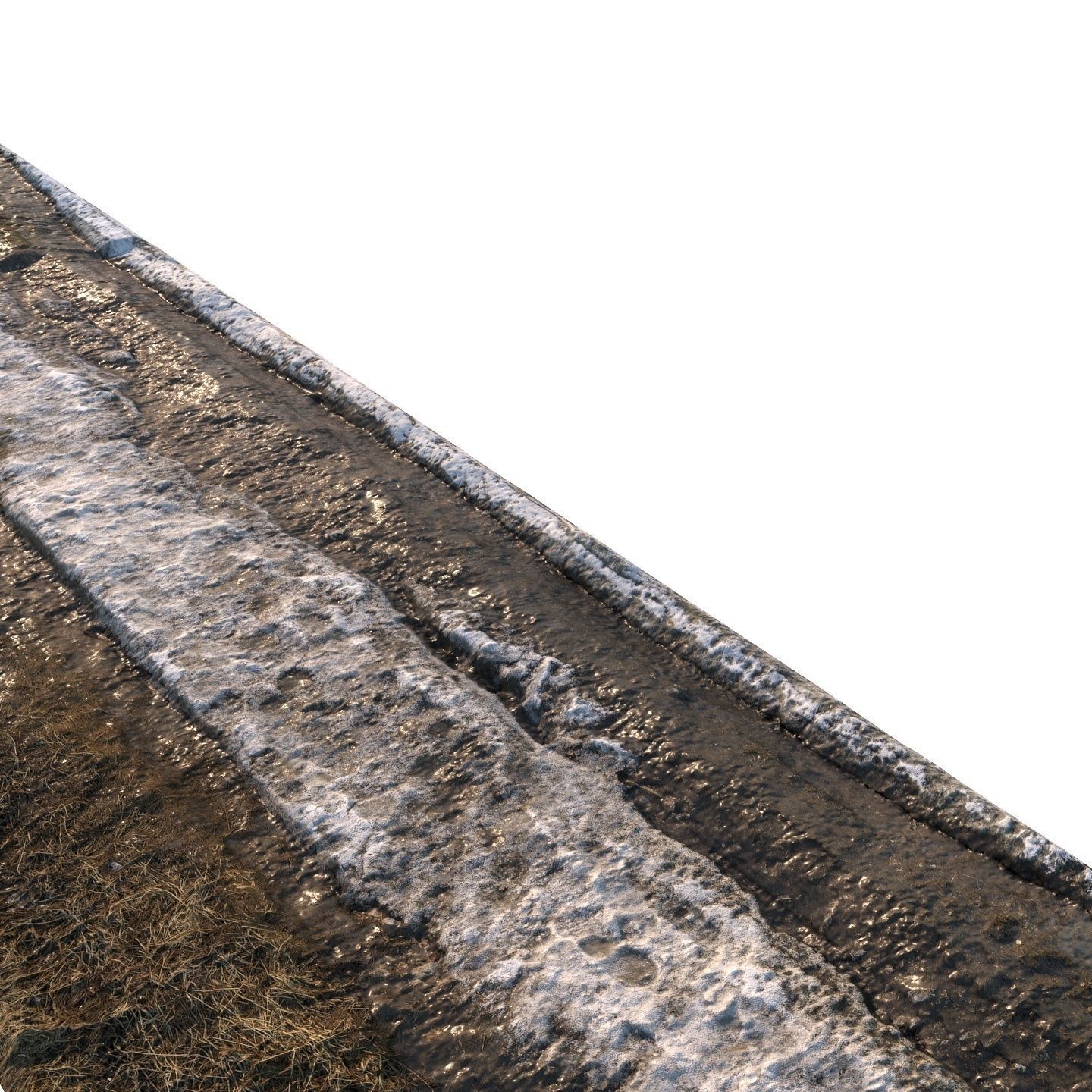 Dirt spring road material with snow 01 Low-poly 3D model_4