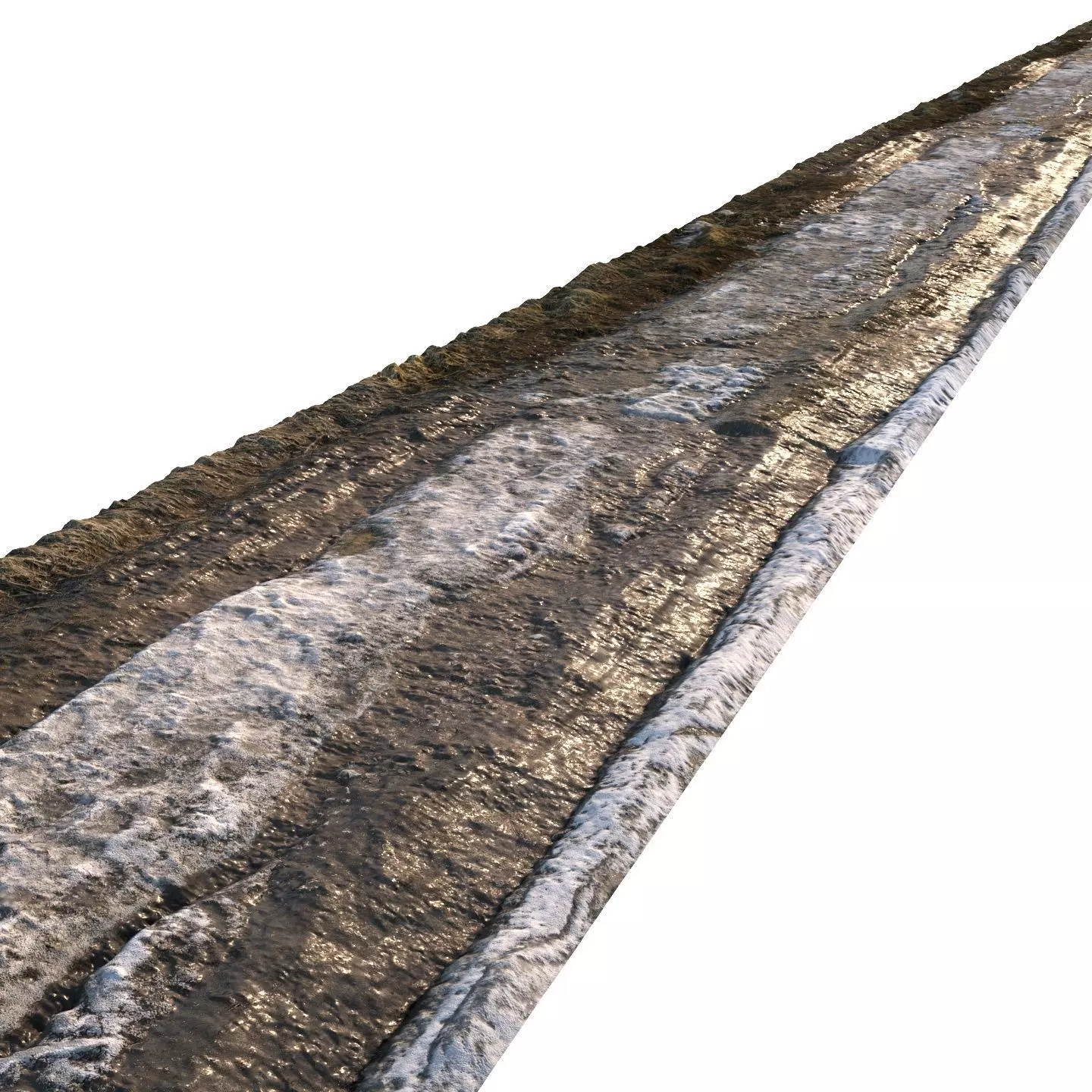 Dirt spring road material with snow 01 Low-poly 3D model_0