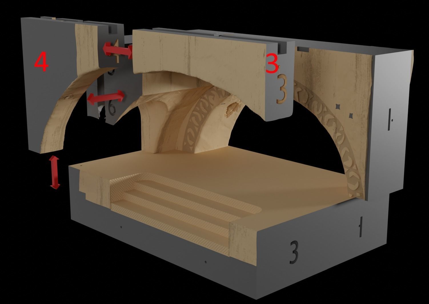 Jabbas Throne Room -Set 4- Side entrance 1-12 scale Blackseries 3D print model_26