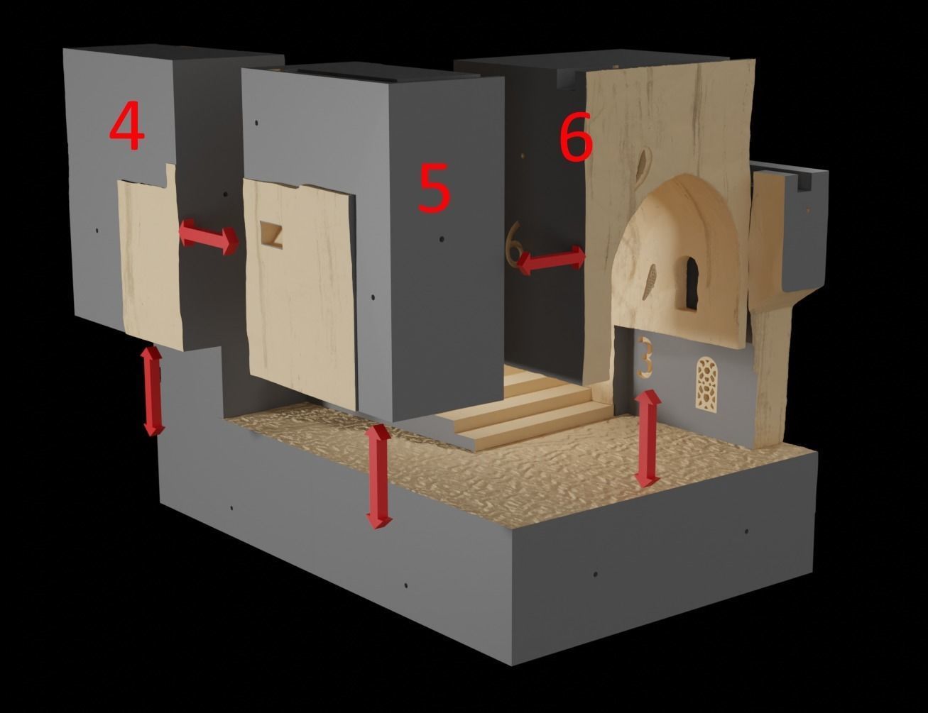 Jabbas Throne Room -Set 4- Side entrance 1-12 scale Blackseries 3D print model_20
