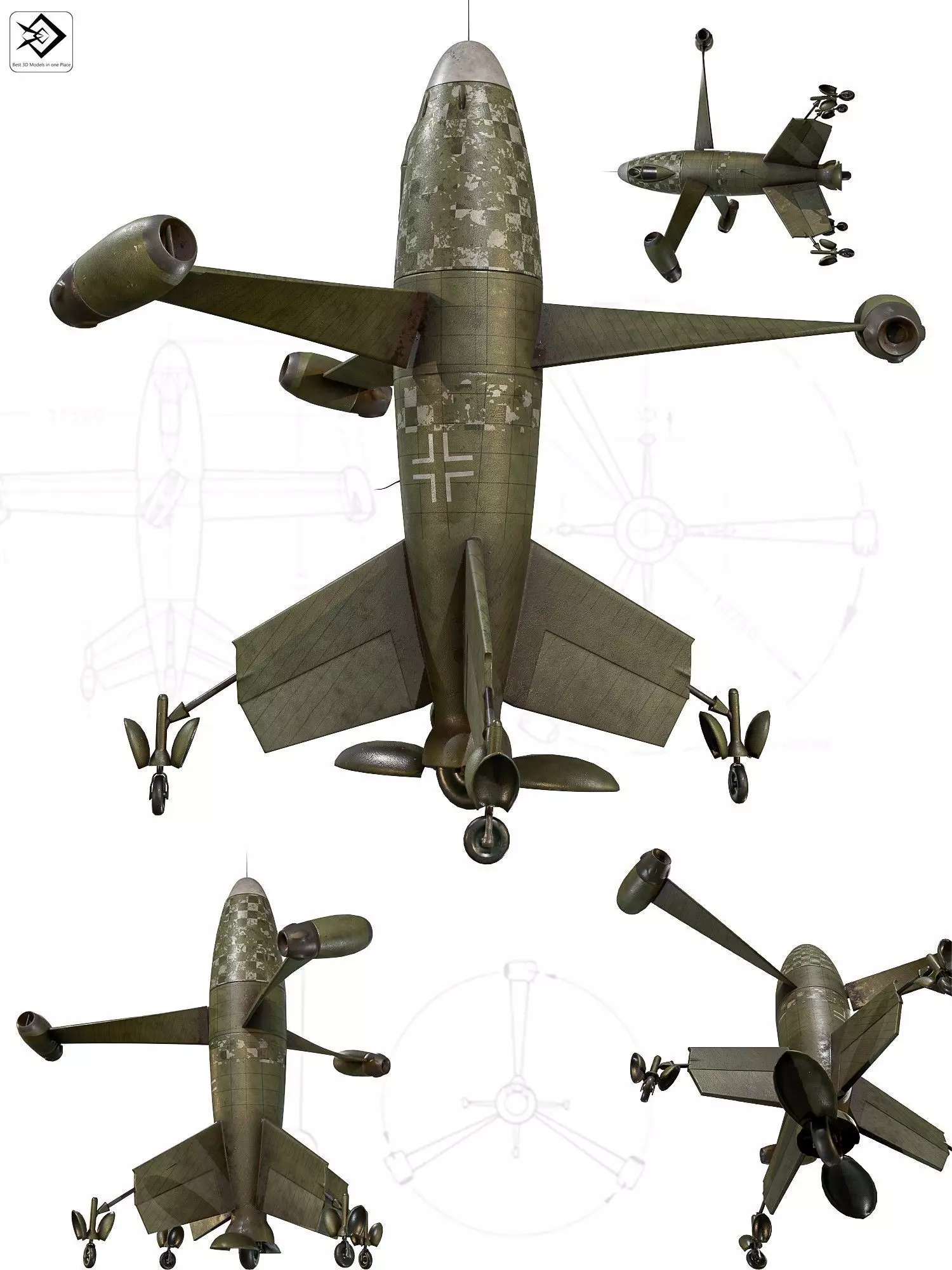 Thrust Wing Hunter 1944 Low-poly 3D model_0