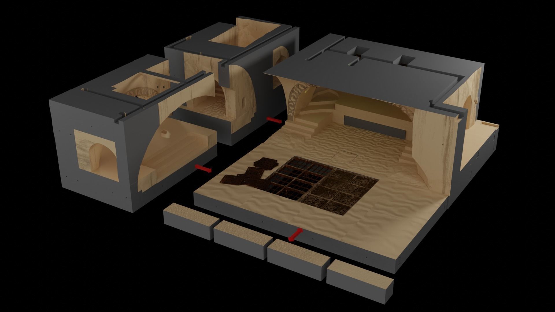 Jabbas Throne Room - Set 4 - Side entrance 1-18 scale Kenner 3D print model_29