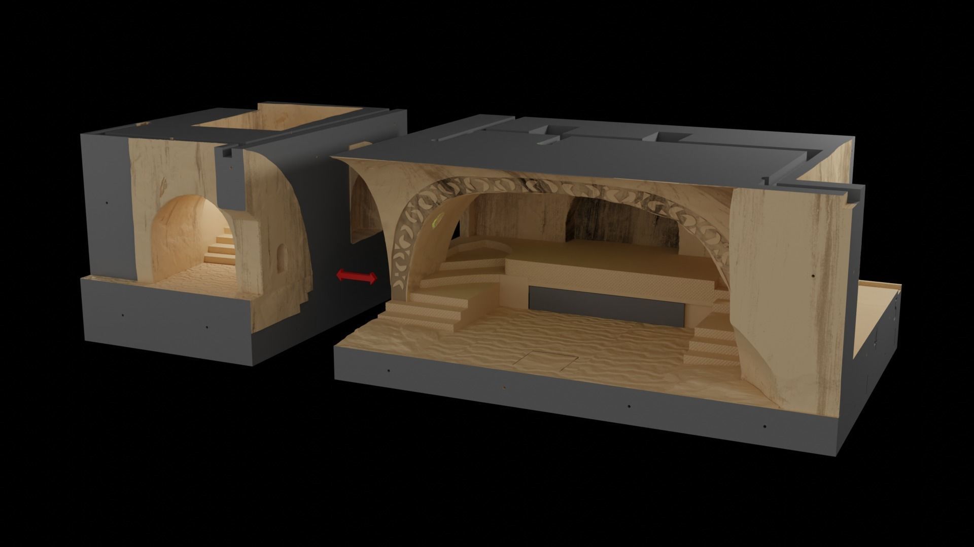 Jabbas Throne Room - Set 4 - Side entrance 1-18 scale Kenner 3D print model_23