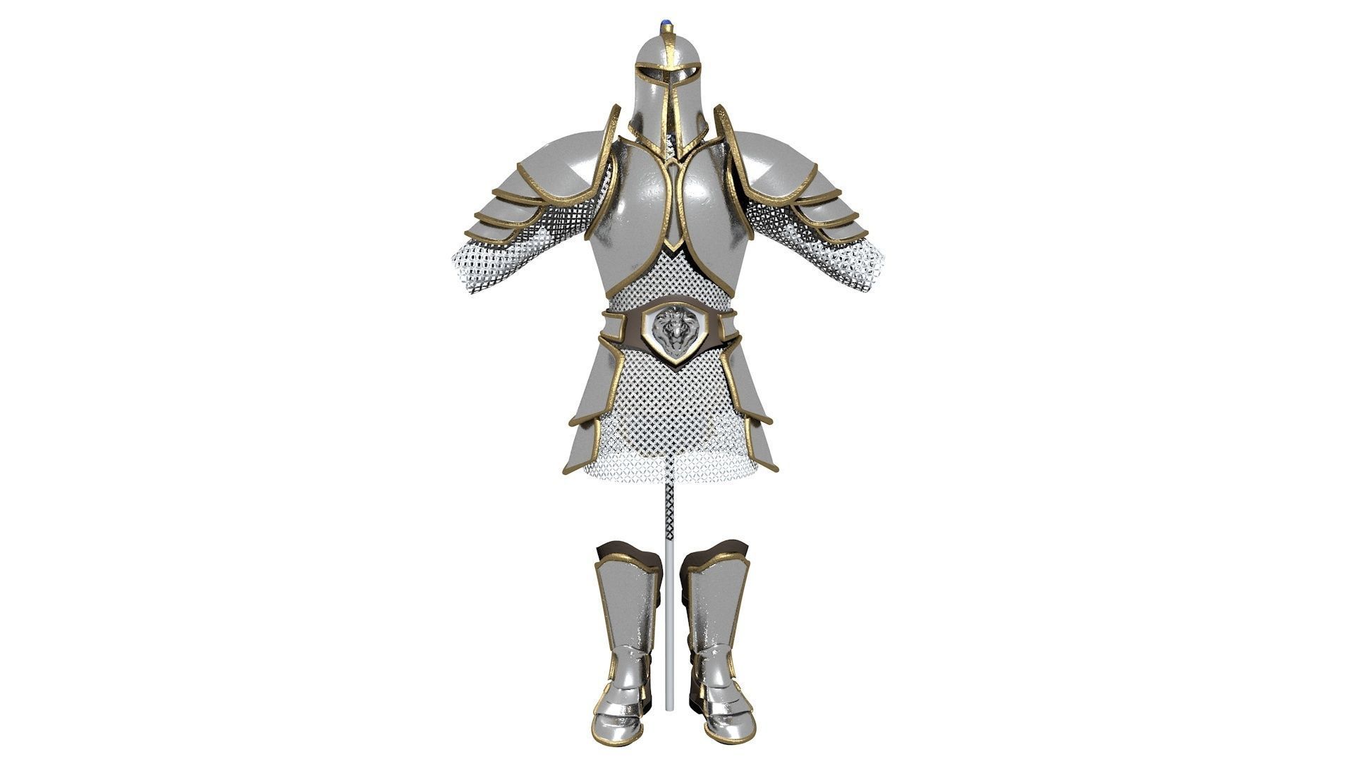 Armor on a dummy Low-poly 3D model_1
