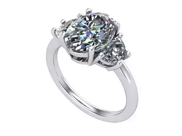 Oval Three Stone Ring 021