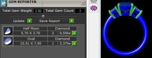 Oval Three Stone Ring 021 3D print model_3