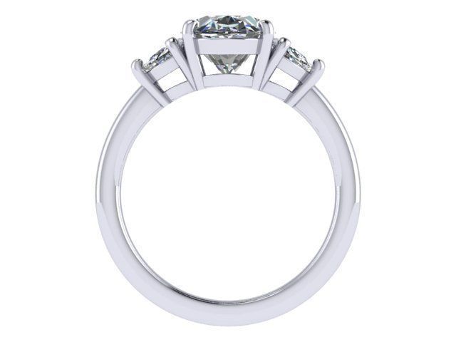 Oval Three Stone Ring 021 3D print model_1