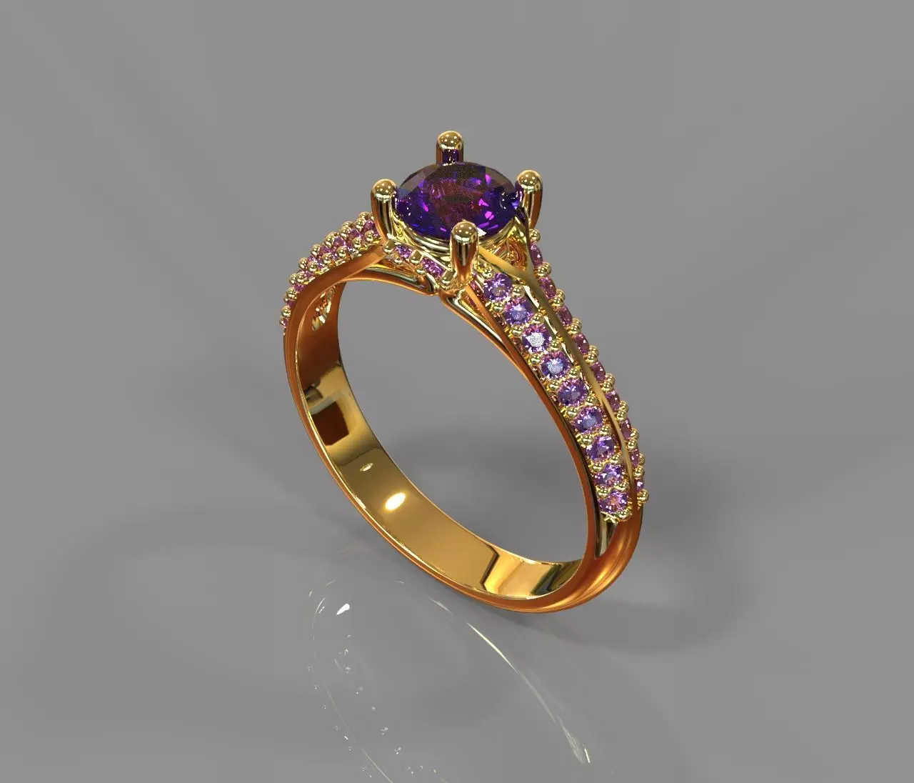Ring 41 amethyst 3D print model_0