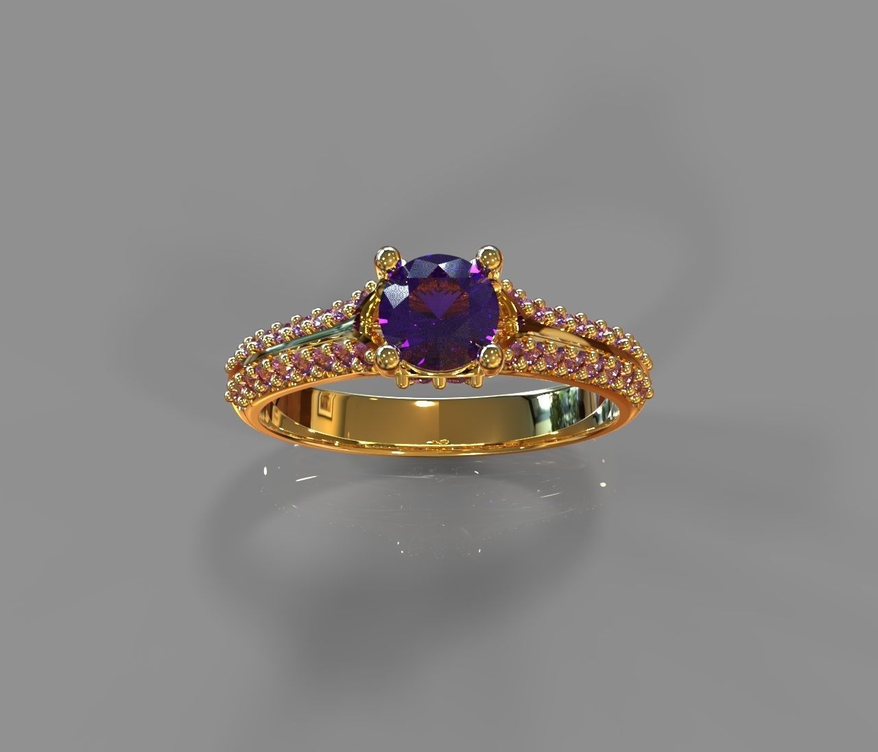 Ring 41 amethyst 3D print model_2