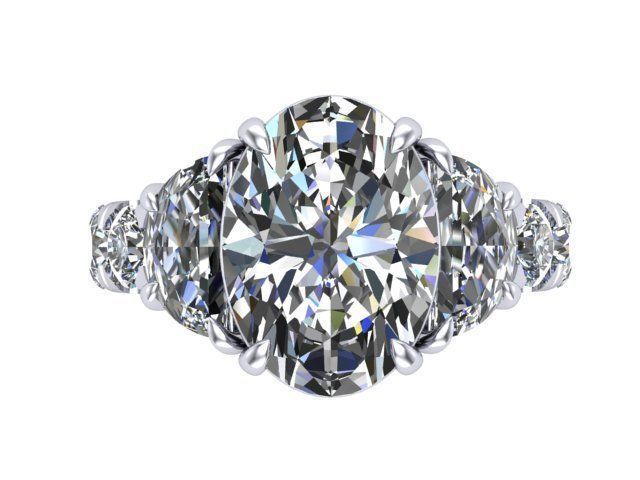 Oval Three Stone Ring v2 020 3D print model_5