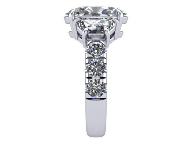 Oval Three Stone Ring v2 020 3D print model_1