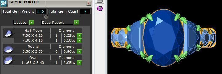 Oval Three Stone Ring v2 020 3D print model_4