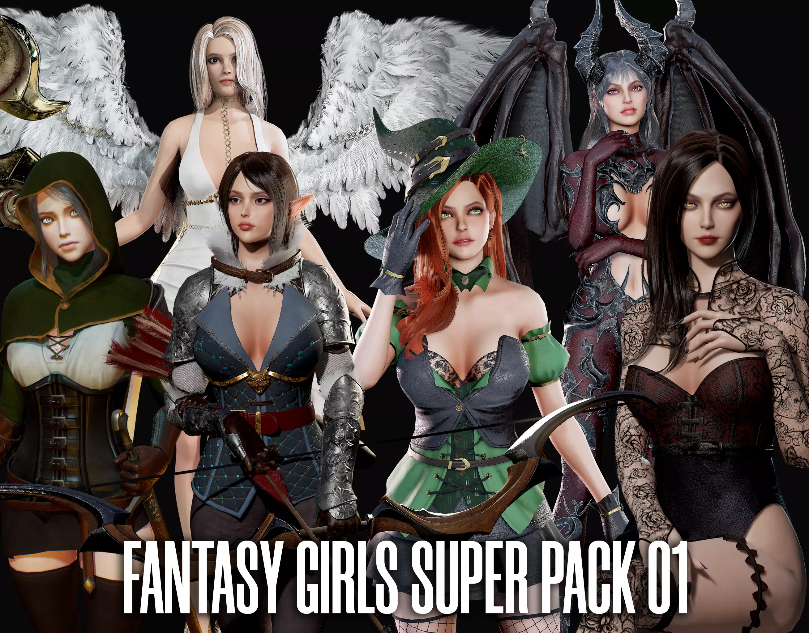 Fantasy Girls Super Pack 01 3D Model Collection_0