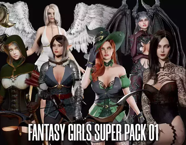 Fantasy Girls Super Pack 01 3D Model Collection