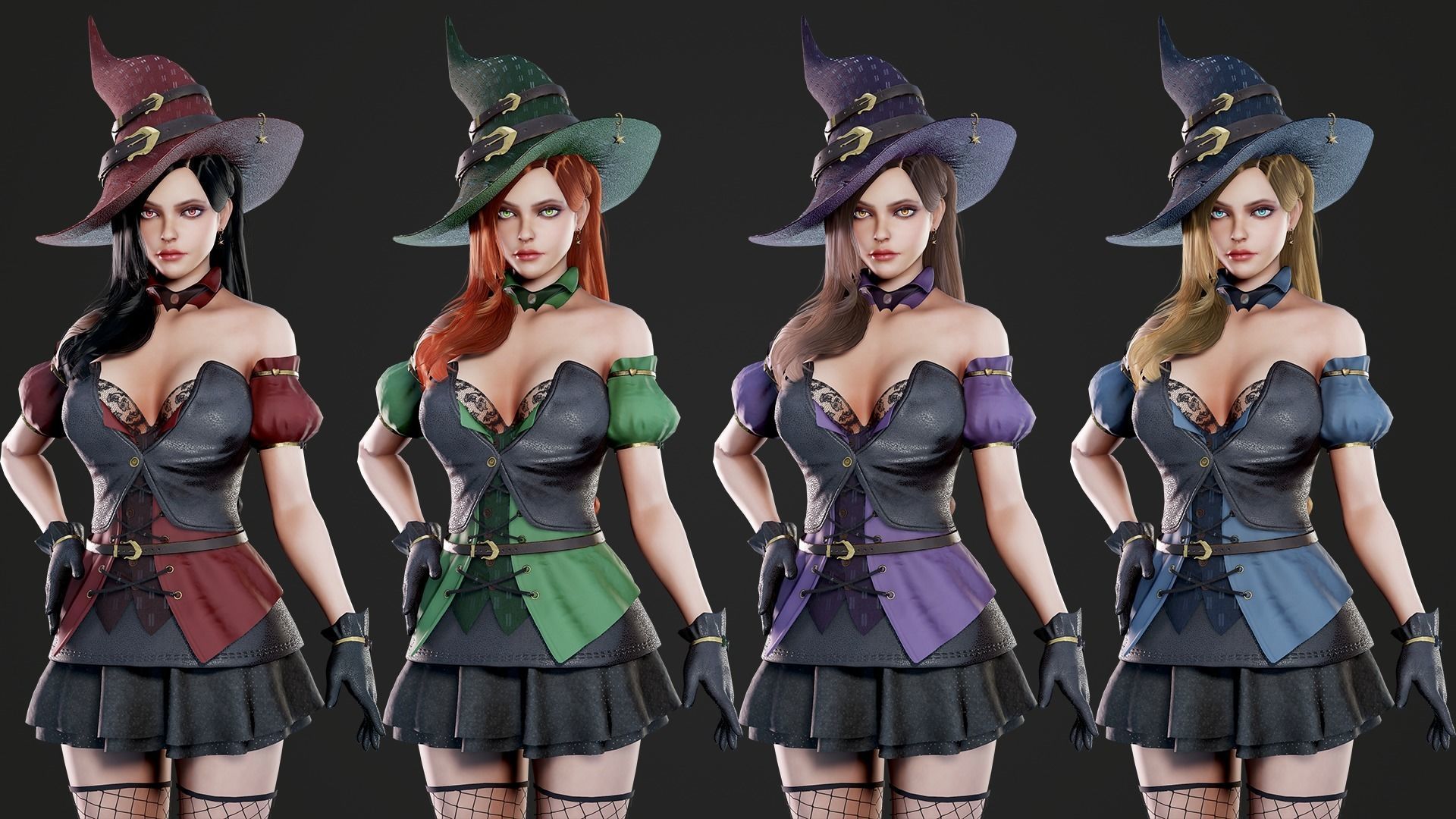 Fantasy Girls Super Pack 01 3D Model Collection_1