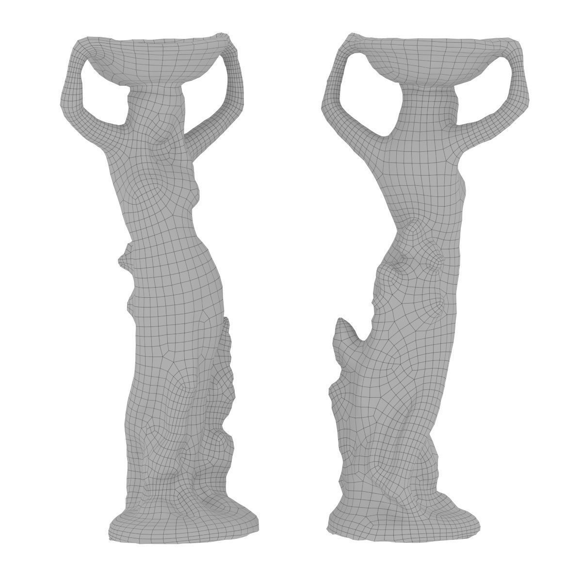 Sculpture - Girl with a basket on her head Low-poly 3D model_2