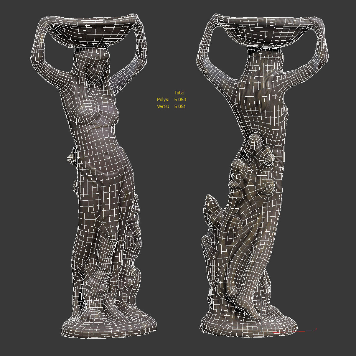Sculpture - Girl with a basket on her head Low-poly 3D model_4