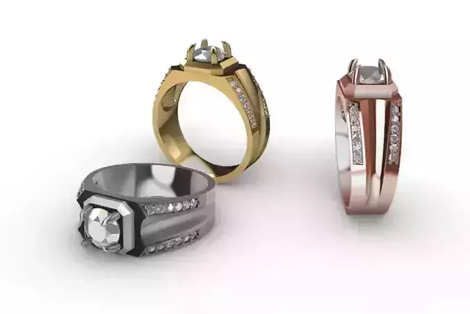 061 - Gents Ring with Diamonds