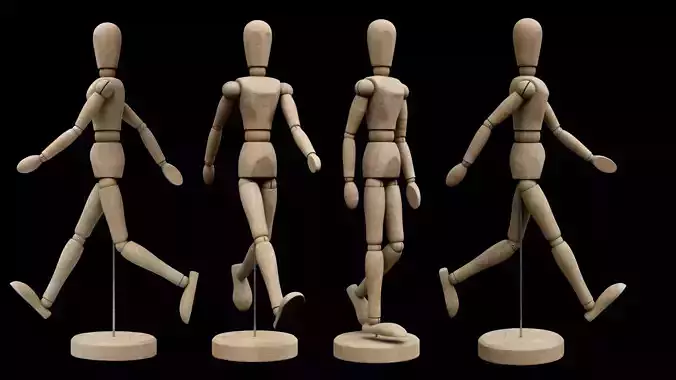 Wooden mannequin for artists Free 3D model