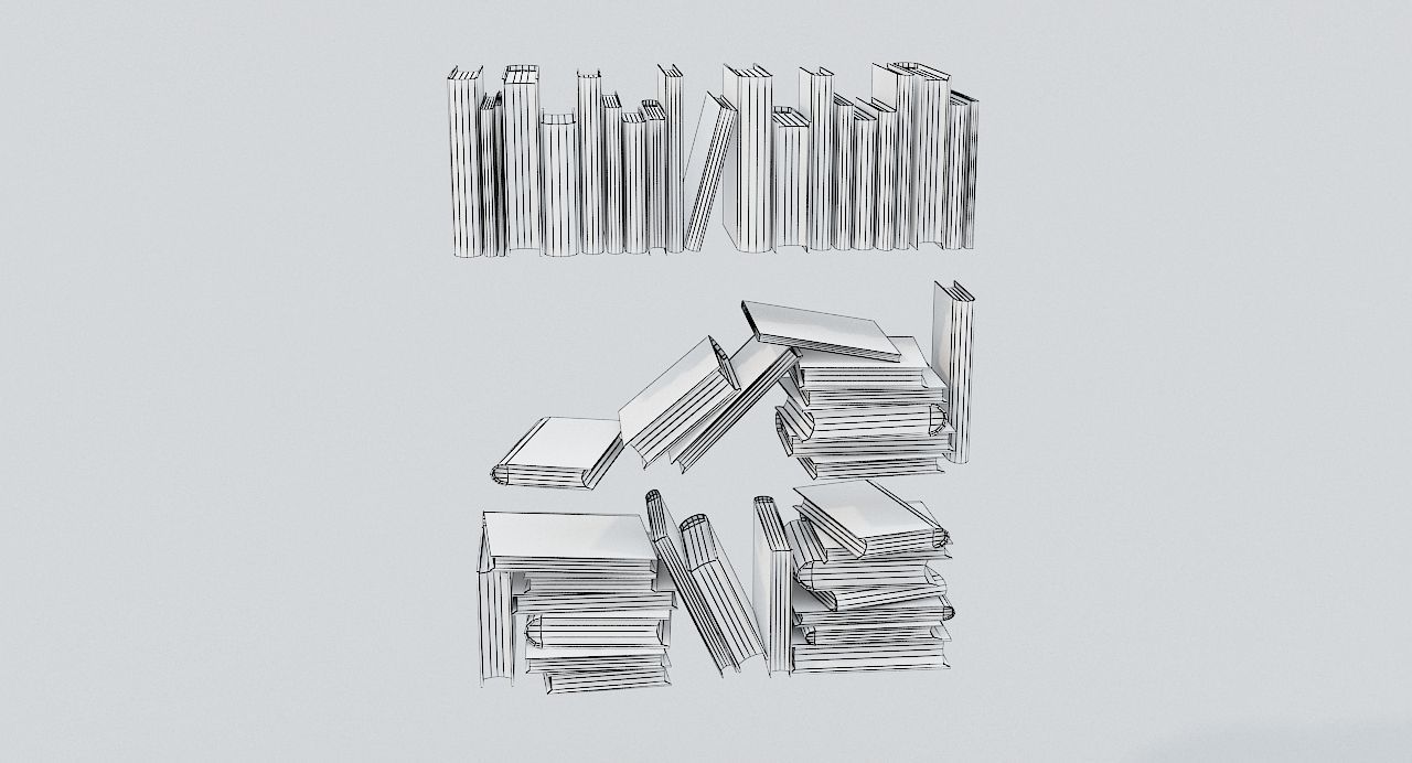 Medieval Bookshelf PBR Library Low-poly 3D model_17